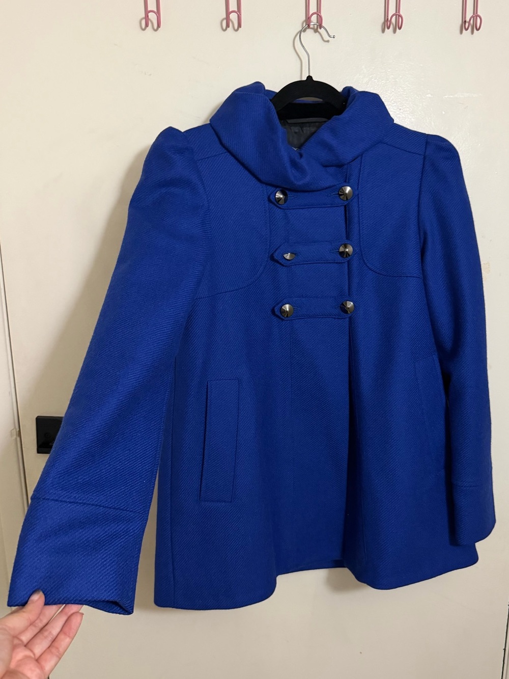 French Connection Cobalt Blue Military-Button Wool Peacoat size 10